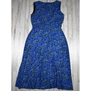Coldwater Creek Sleeveless Dress Women's 10 Petite Stretchy Blue Abstract Summer